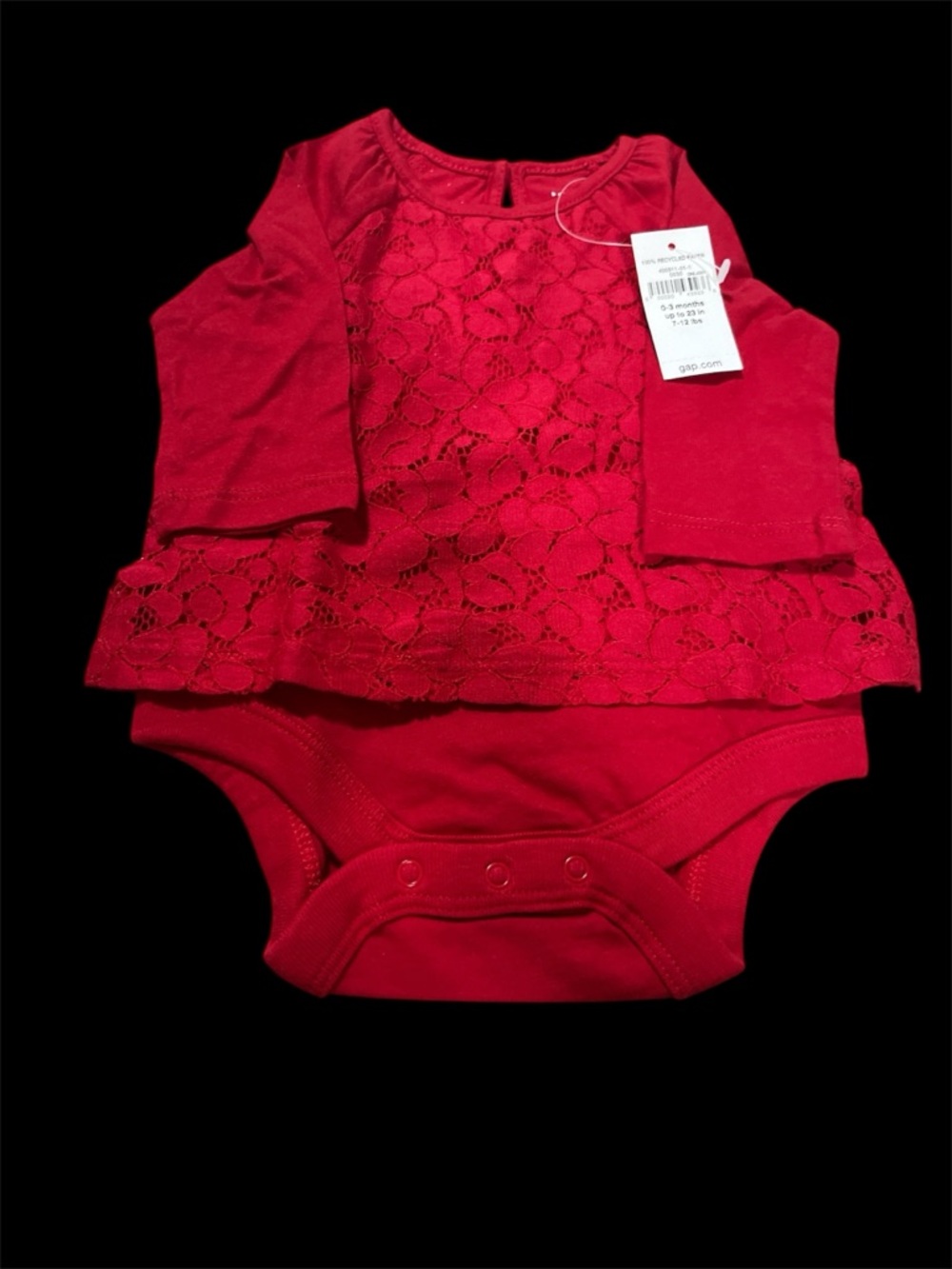 Gap Red Lace Baby Onesie 0-3 months 
NWT